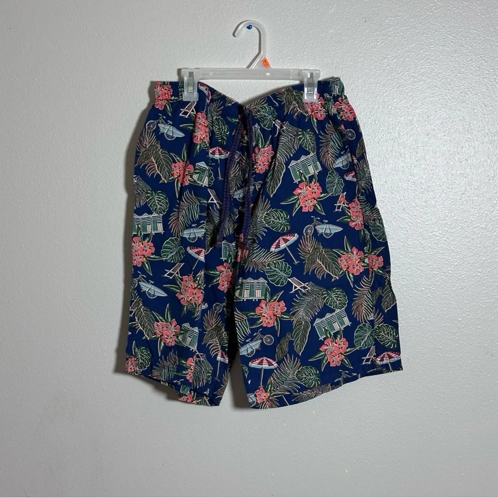 Tommy Bahama Men Scenic Woven Lounge Blue Floral ‎ Swim Trunks Shorts size L